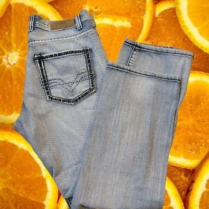 Mens‎ Halifax Light Wash Distressed Relaxed Fit Jeans Size 32W 30L